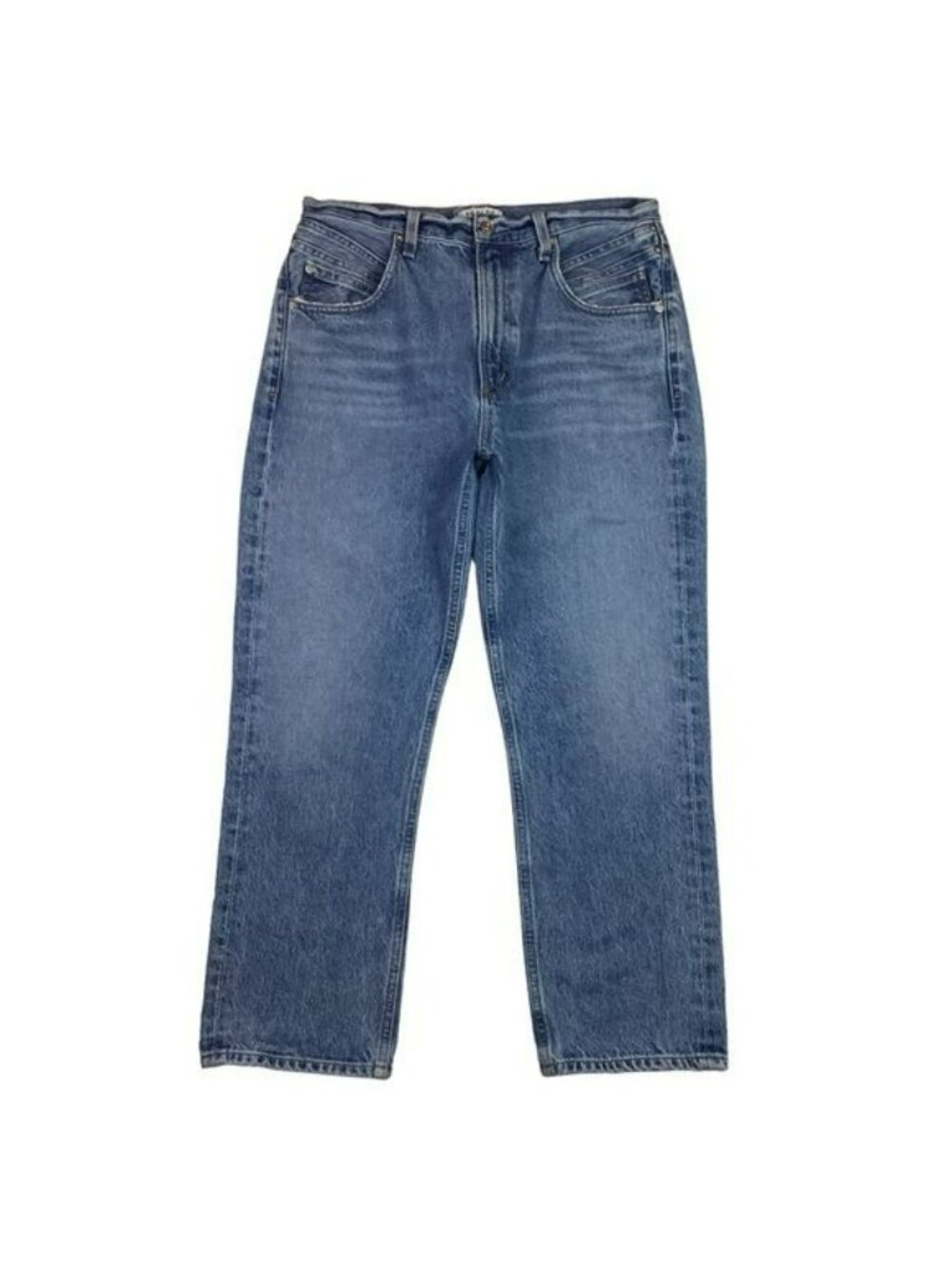 A Gold E Womens High-Rise Relaxed Straight-Leg Jeans In Medium Wash Size 31 100% - Picture 2 of 12